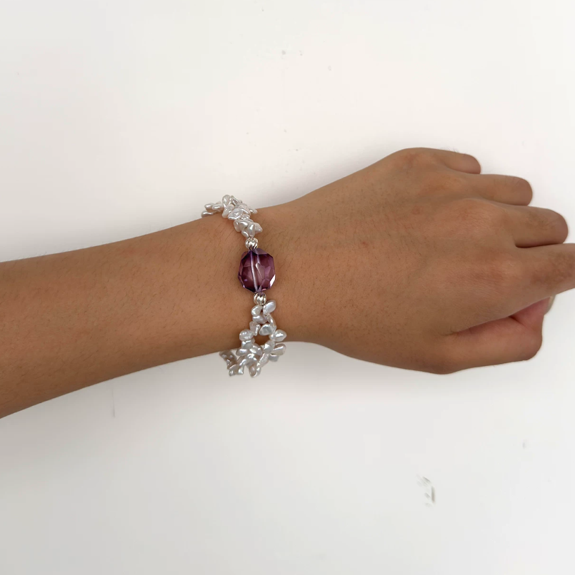 Amethyst Whisper Pearl Bracelet
