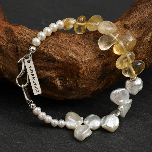 Golden Petal Pearl Bracelet