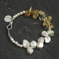 Golden Petal Pearl Bracelet