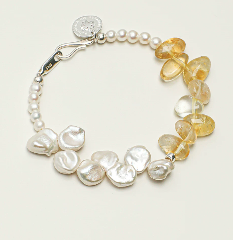 Golden Petal Pearl Bracelet