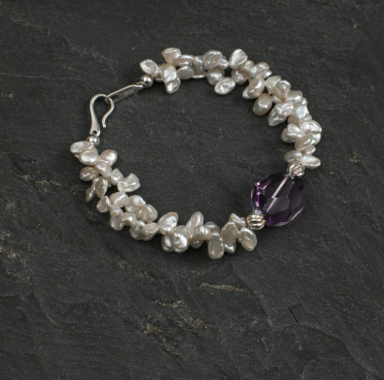 Amethyst Whisper Pearl Bracelet